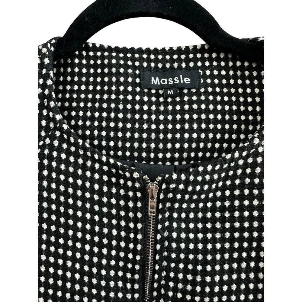 Massie Polka Dot Zip Up Lined Poncho Cloak Cape Size Medium